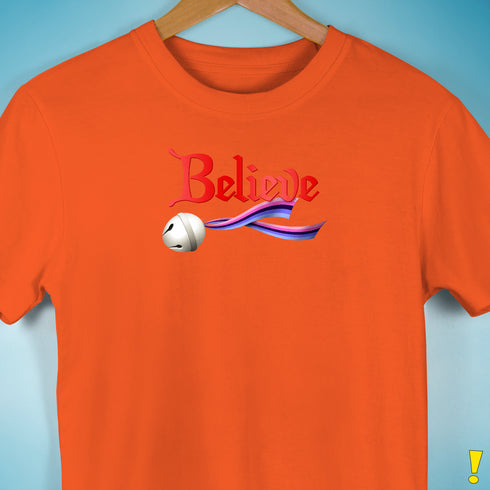 Believe Omnisexial Pride Flag Jingle Bell Premium Unisex T-Shirt - Orange